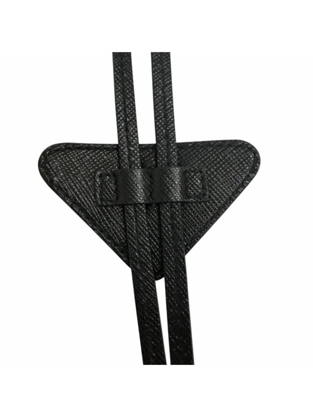 Prada Saffiano Leather Triangle Logo Plate Multik Loop Tie Bolo Tie Black
